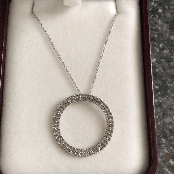 Diamond Open Circle Necklace - Picture 3 of 10
